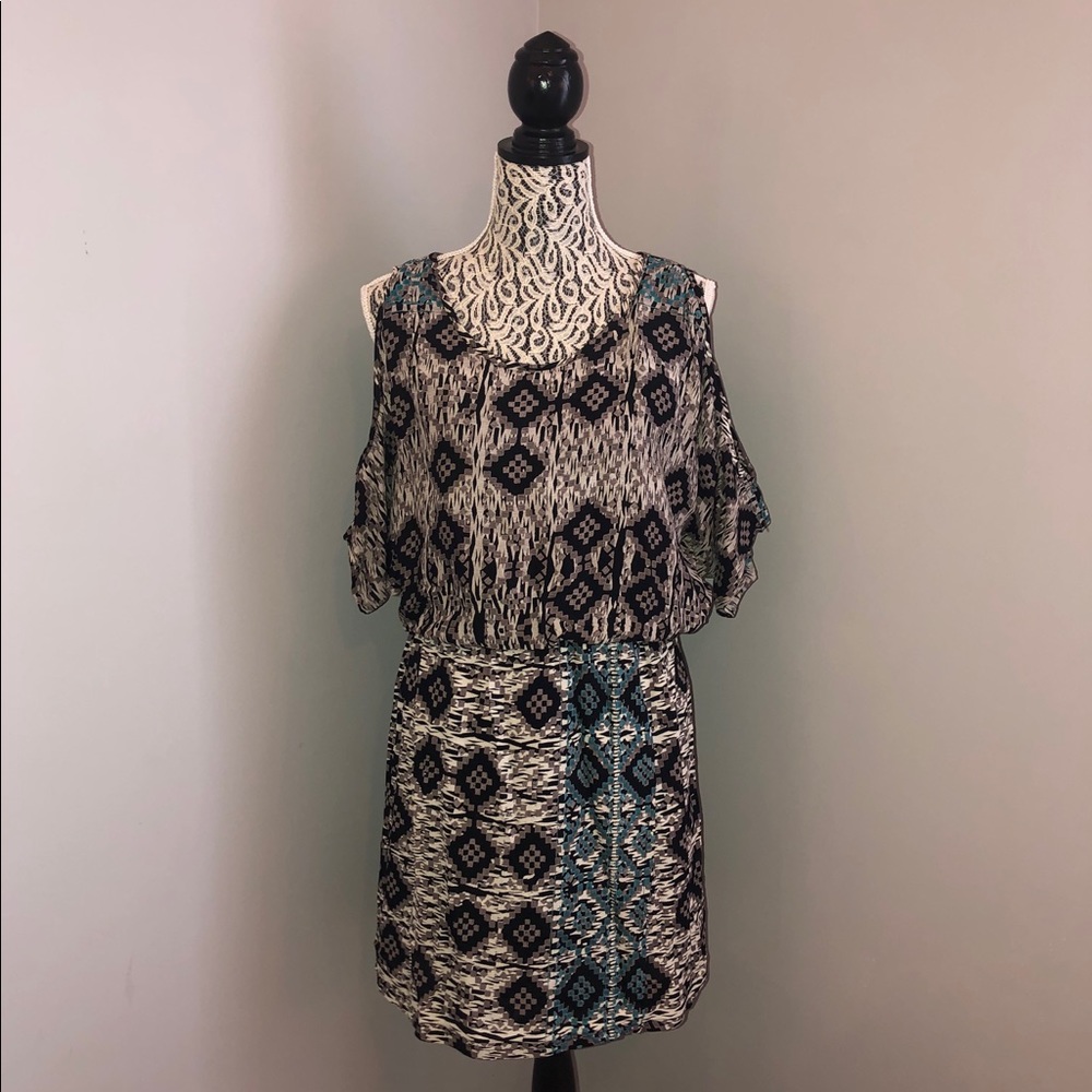 Angie Cold Shoulder Elastic Waist Mini Dress